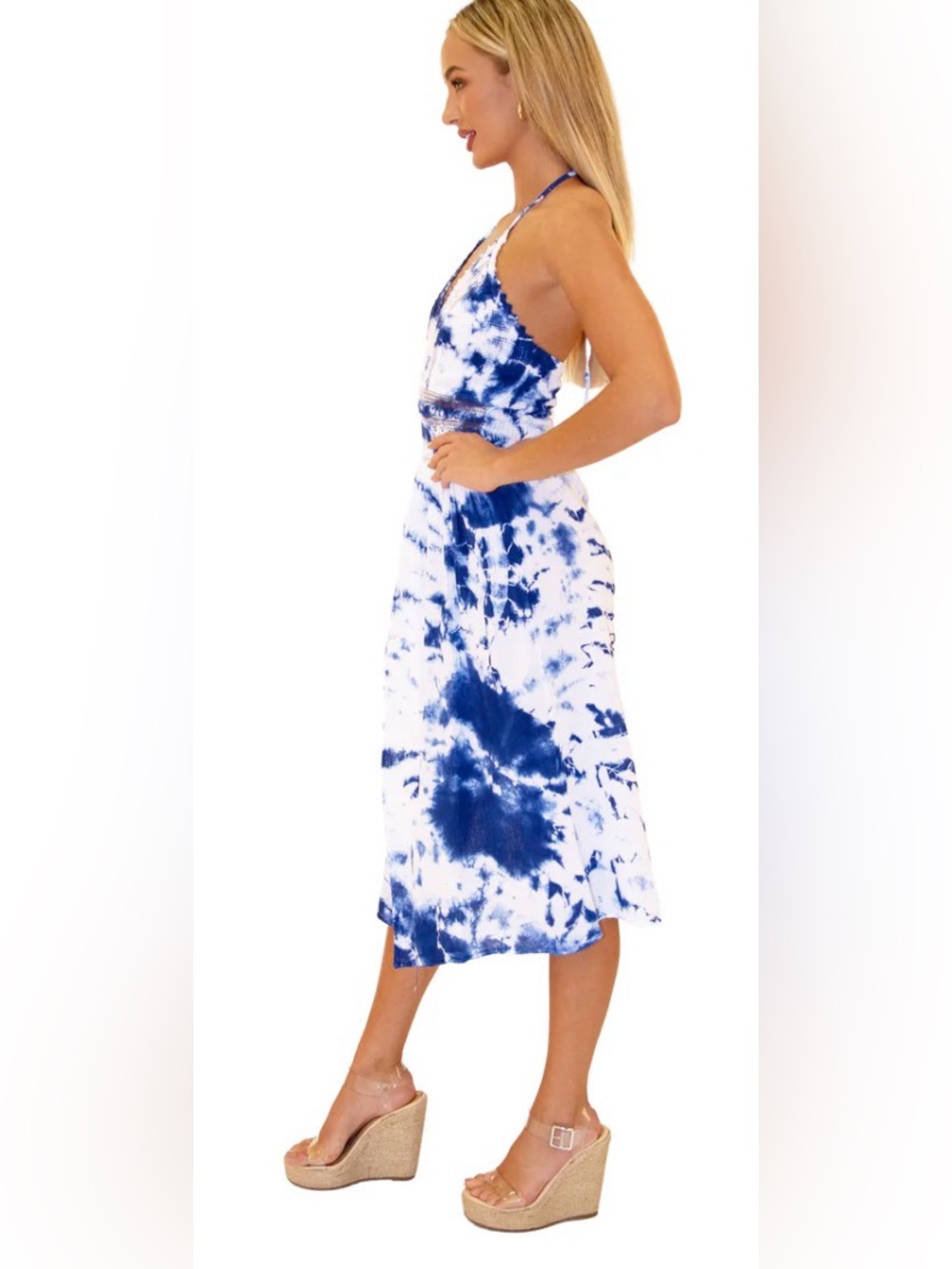 Seaspice Resort Wear Blue and White Tie-Dye Smocked Maxi Dress
NWT - Picture 4 of 10